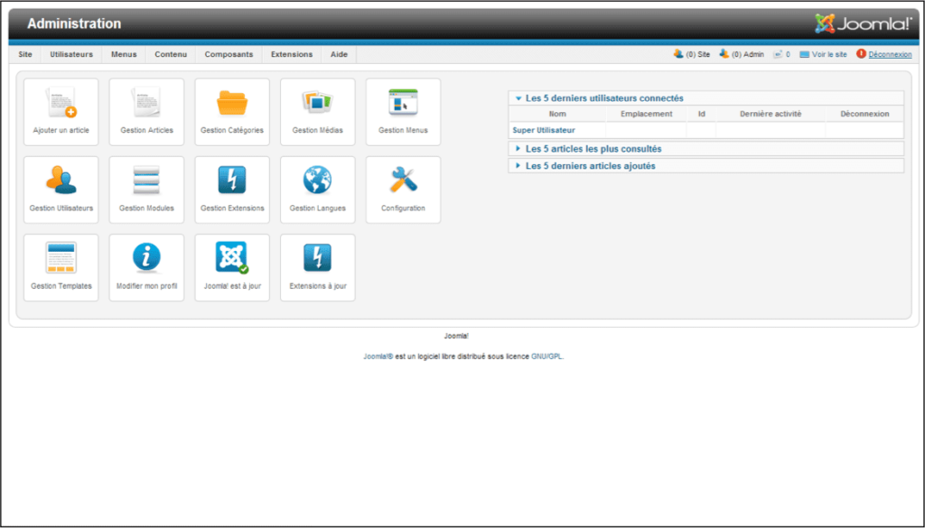 Interface CMS Joomla