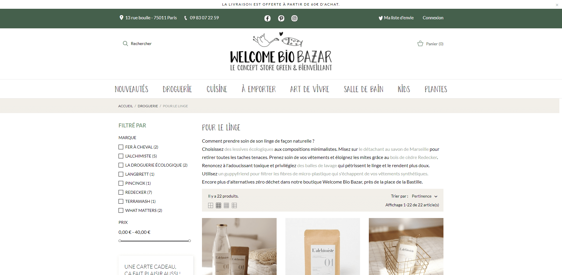 Projet réalisé par l'agence web OpenMyDiv pour Welcome Bio Bazar