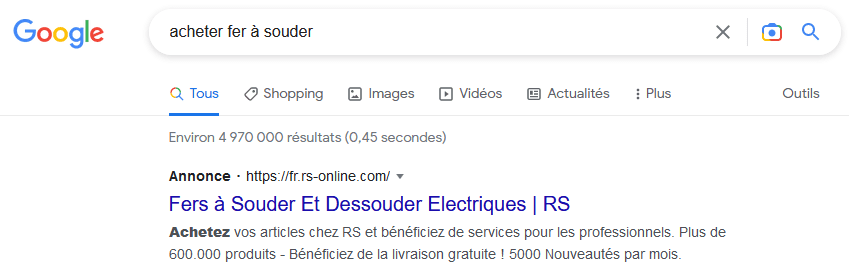 exemple d'achat d'article poussé par une promotion