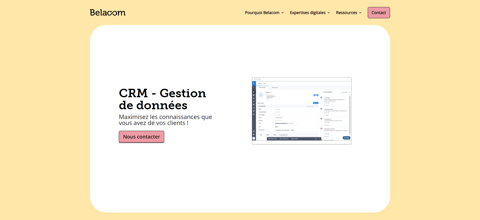 Projet réalisé par l'agence web OpenMyDiv pour Belacom