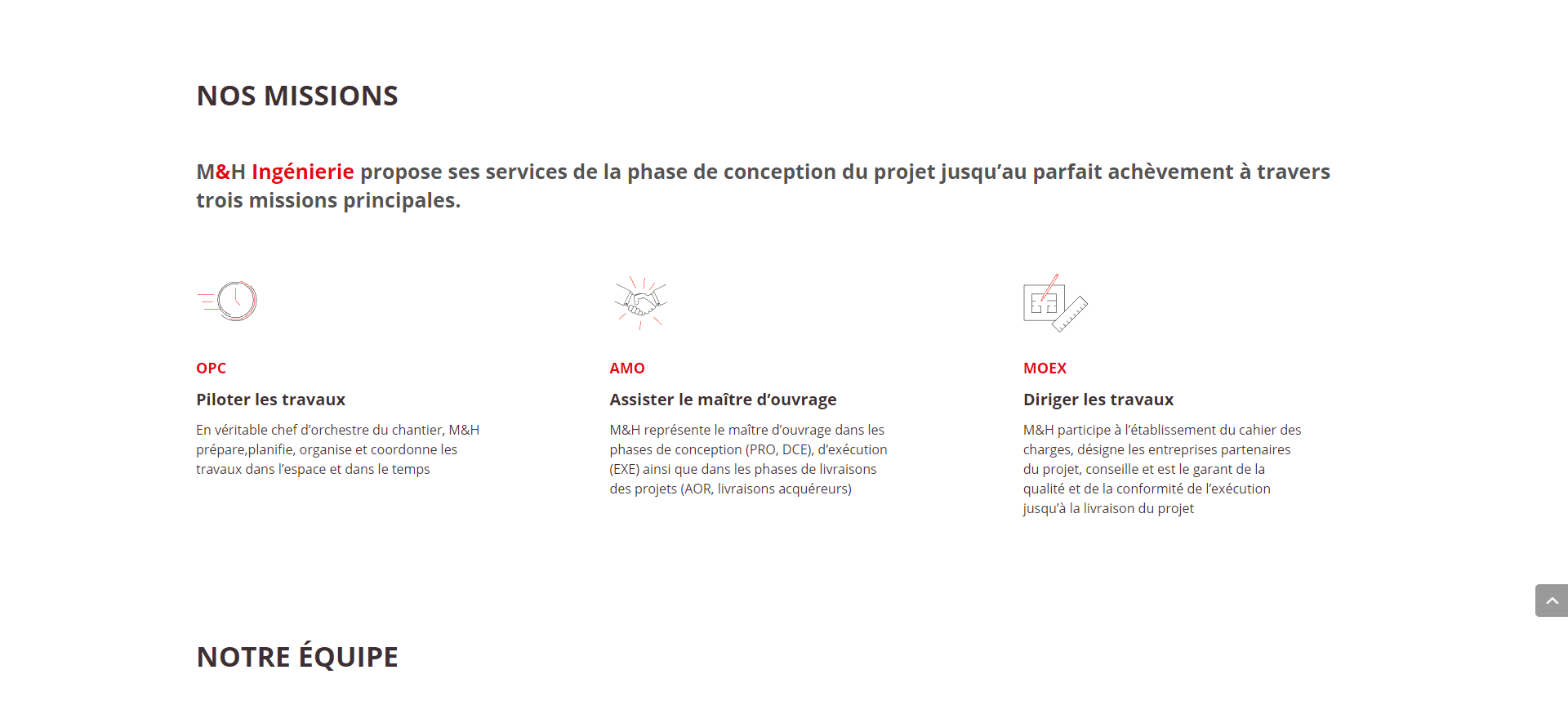 Projet réalisé par l'agence web OpenMyDiv pour M&H Ingénierie