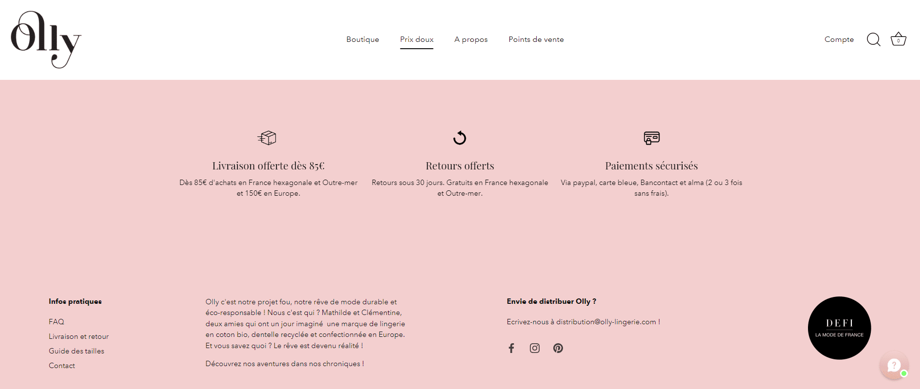 Projet réalisé par l'agence web OpenMyDiv pour Olly Lingerie