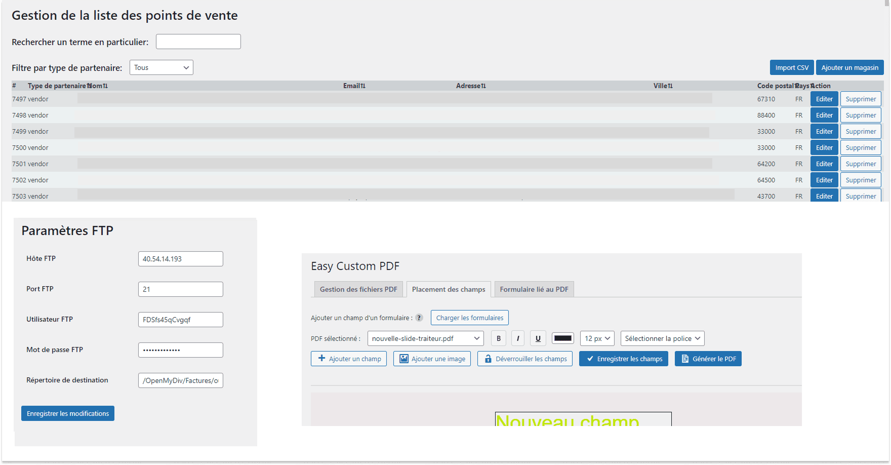 Plugin custom créée pour différents site, connecteur Sage, connecteur Woocommerce