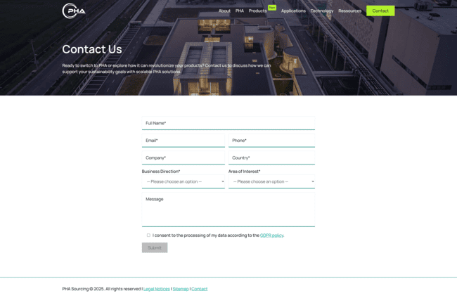 Projet réalisé par l'agence web OpenMyDiv pour Création de site WordPress et stratégie SEO pour une entreprise biotech (PHA)