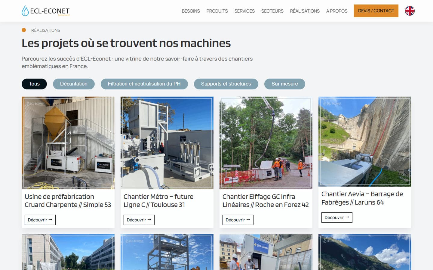 Quarante chantiers, filtrés sans recharger