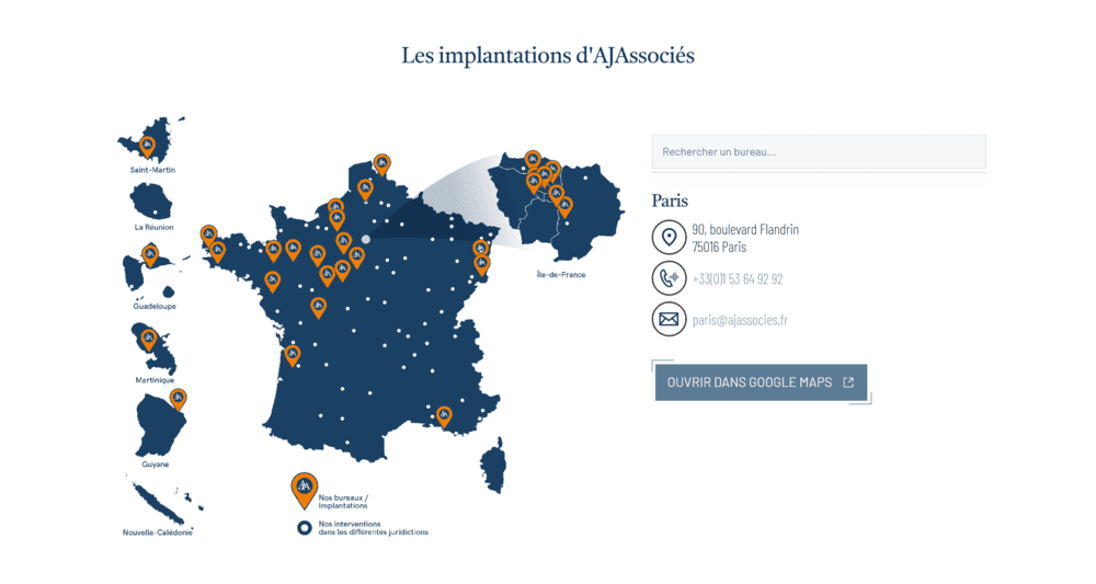 Une carte pour trouver le bureau le plus proche