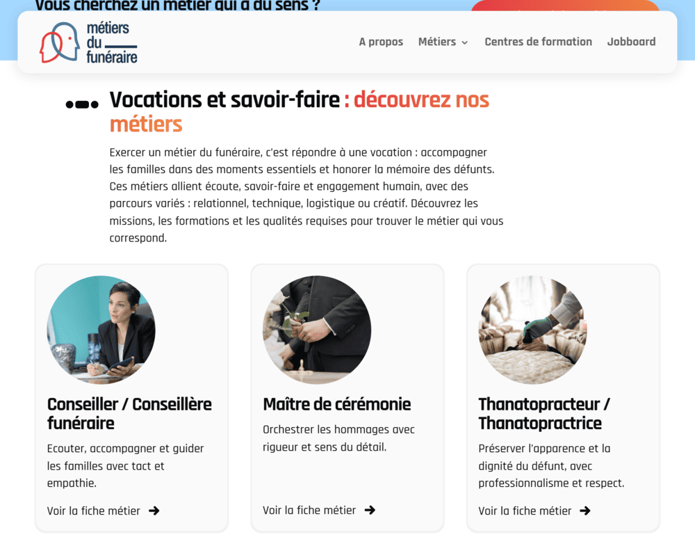 Une carte par métier, pas une liste