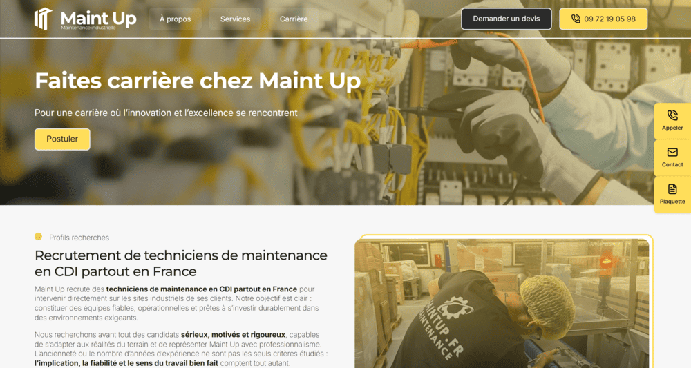 Une page carrière pour recruter sur le terrain