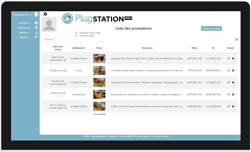 Les promotions pilotées depuis le back-office